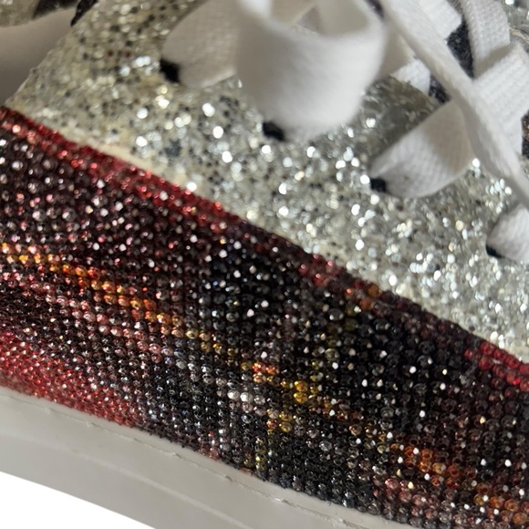 Betsey Johnson Lindsay Lace up embellished bling sparkle rhinestone sneakers 8 - Picture 8 of 14